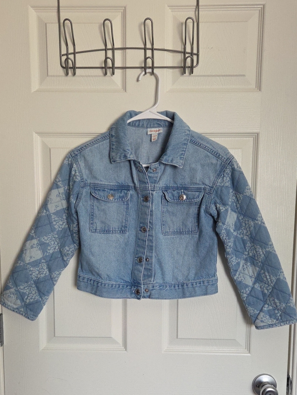 Cat & Jack Light Blue Denim Jacket with Patterned Sleeves